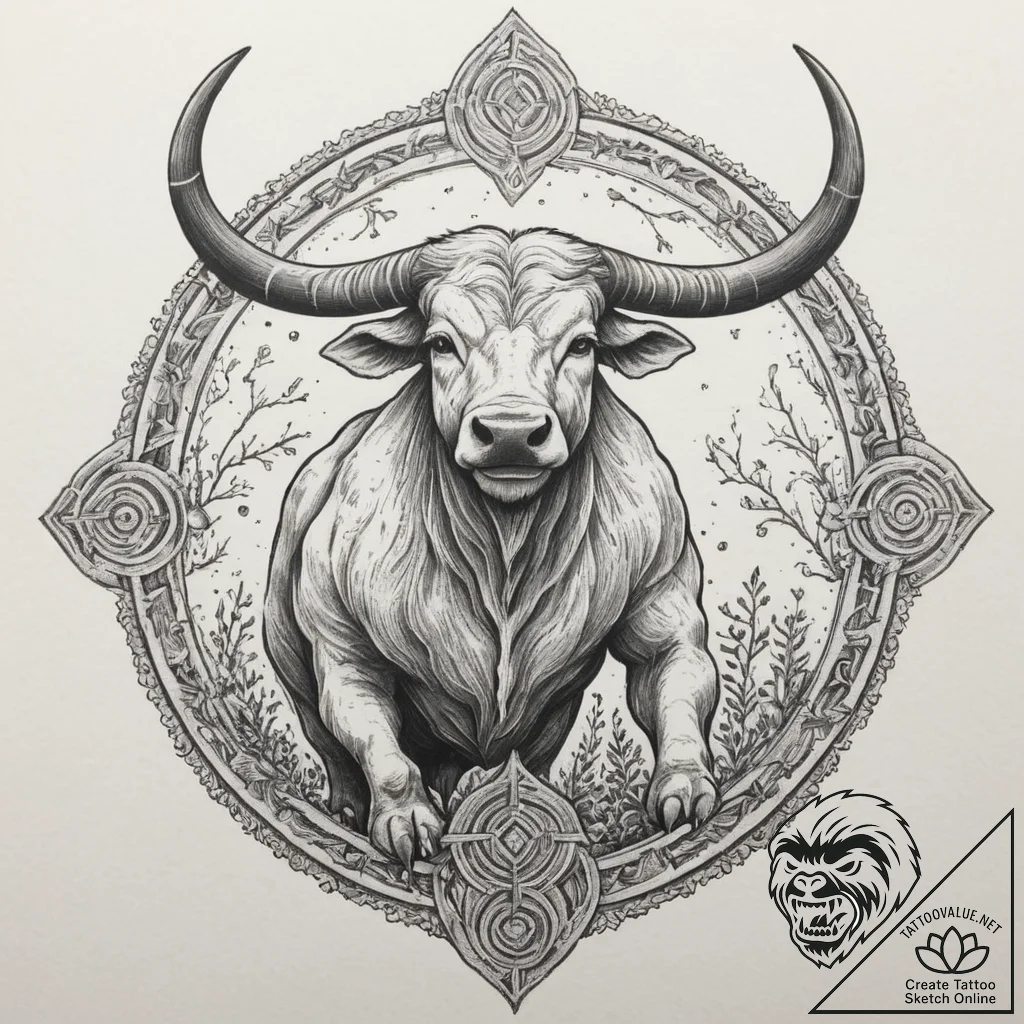 A sketch of a minotaur in a labyrinth., tatto... - tattoo sketch (№1751354089_0, 01.07.2025 07:14) — tattoovalue.net