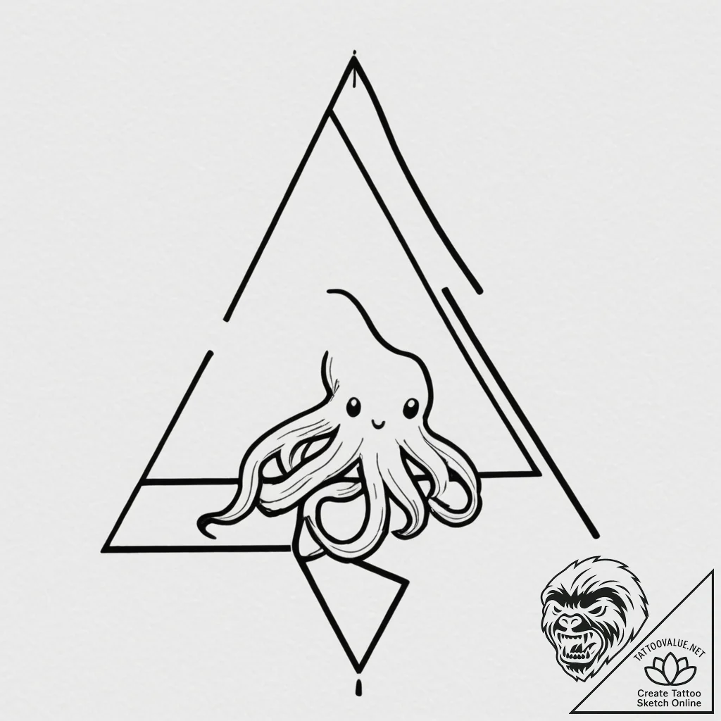 A linework tattoo of the squid game symbols:... - tattoo sketch (№1751355295_0, 01.07.2025 07:34) — tattoovalue.net