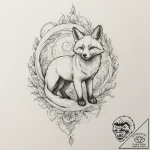 A fox made of swirling smoke, tattoo line art… – tattoo sketch (№1751355452_0, 01.07.2025 07:37) — tattoovalue.net