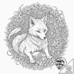 A graphic novel style tattoo of a kitsune, a… – tattoo sketch (№1751355776_0, 01.07.2025 07:42) — tattoovalue.net