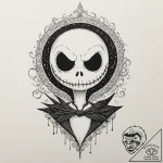 A linework tattoo of jack skellington’s face… – tattoo sketch (№1751356016_0, 01.07.2025 07:46) — tattoovalue.net