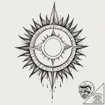 Black sun (symbol), tattoo drawing outline, s… – tattoo sketch (№1751356100_0, 01.07.2025 07:48) — tattoovalue.net