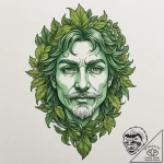 The green man face made of leaves, tattoo fla… – tattoo sketch (№1751356260_0, 01.07.2025 07:51) — tattoovalue.net