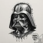 A sketch style portrait of darth vader, half… – tattoo sketch (№1751357160_0, 01.07.2025 08:06) — tattoovalue.net