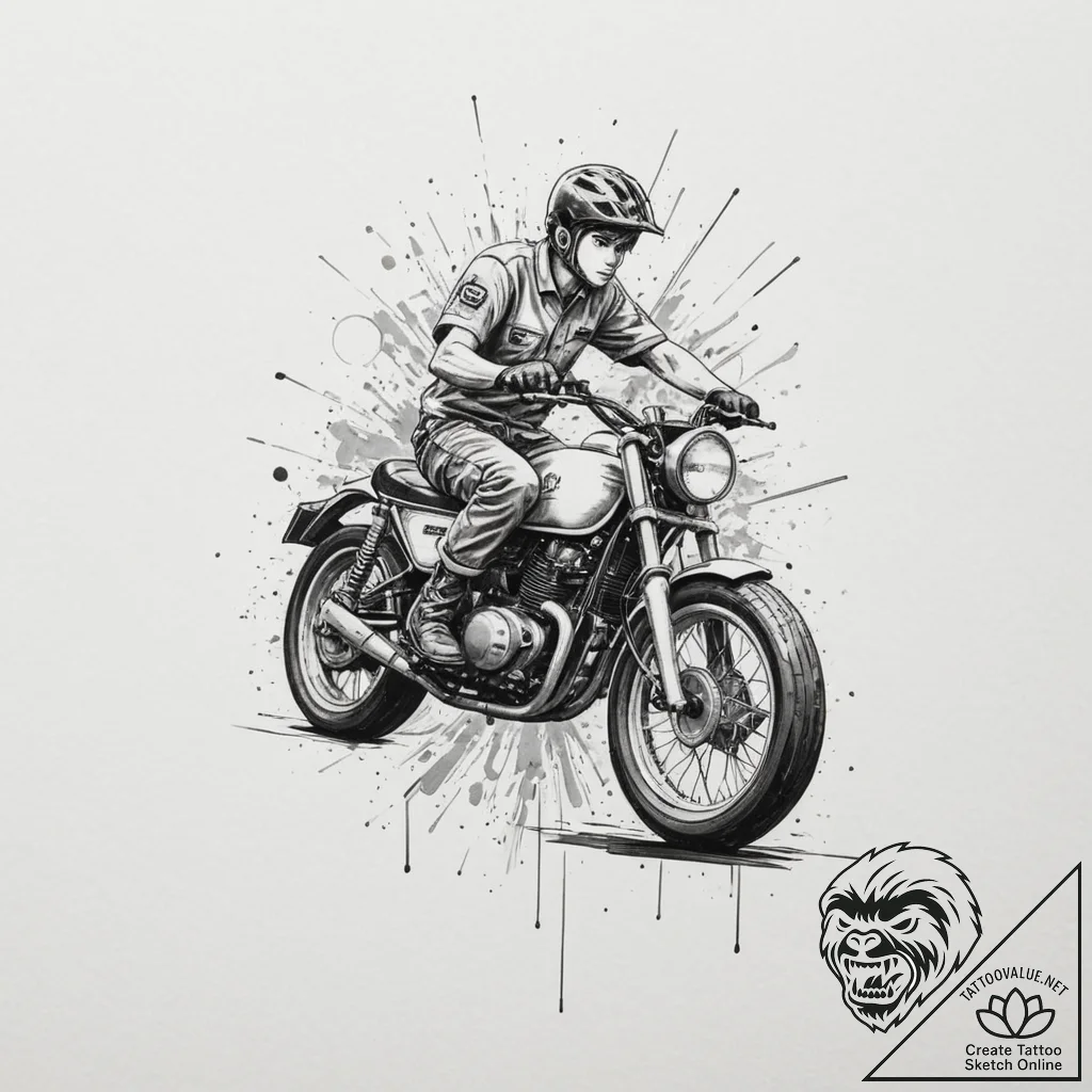 138. (akira) trash polka tattoo of kaneda on... - tattoo sketch (№1751357637_0, 01.07.2025 08:13) — tattoovalue.net