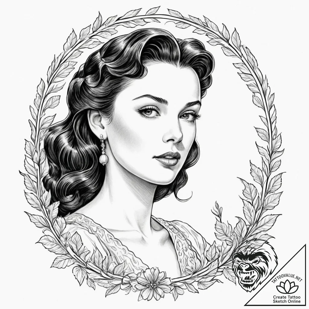 A graphic novel portrait of scarlett o'hara f... - tattoo sketch (№1751357716_0, 01.07.2025 08:15) — tattoovalue.net