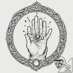A hand holding a miniature black hole, tattoo… – tattoo sketch (№1751357873_0, 01.07.2025 08:17) — tattoovalue.net