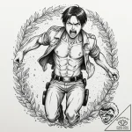 A graphic novel panel of eren yeager in his a… – tattoo sketch (№1751358847_0, 01.07.2025 08:34) — tattoovalue.net