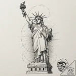 Statue of liberty, tattoo line art, dotwork t… – tattoo sketch (№1751358930_0, 01.07.2025 08:35) — tattoovalue.net