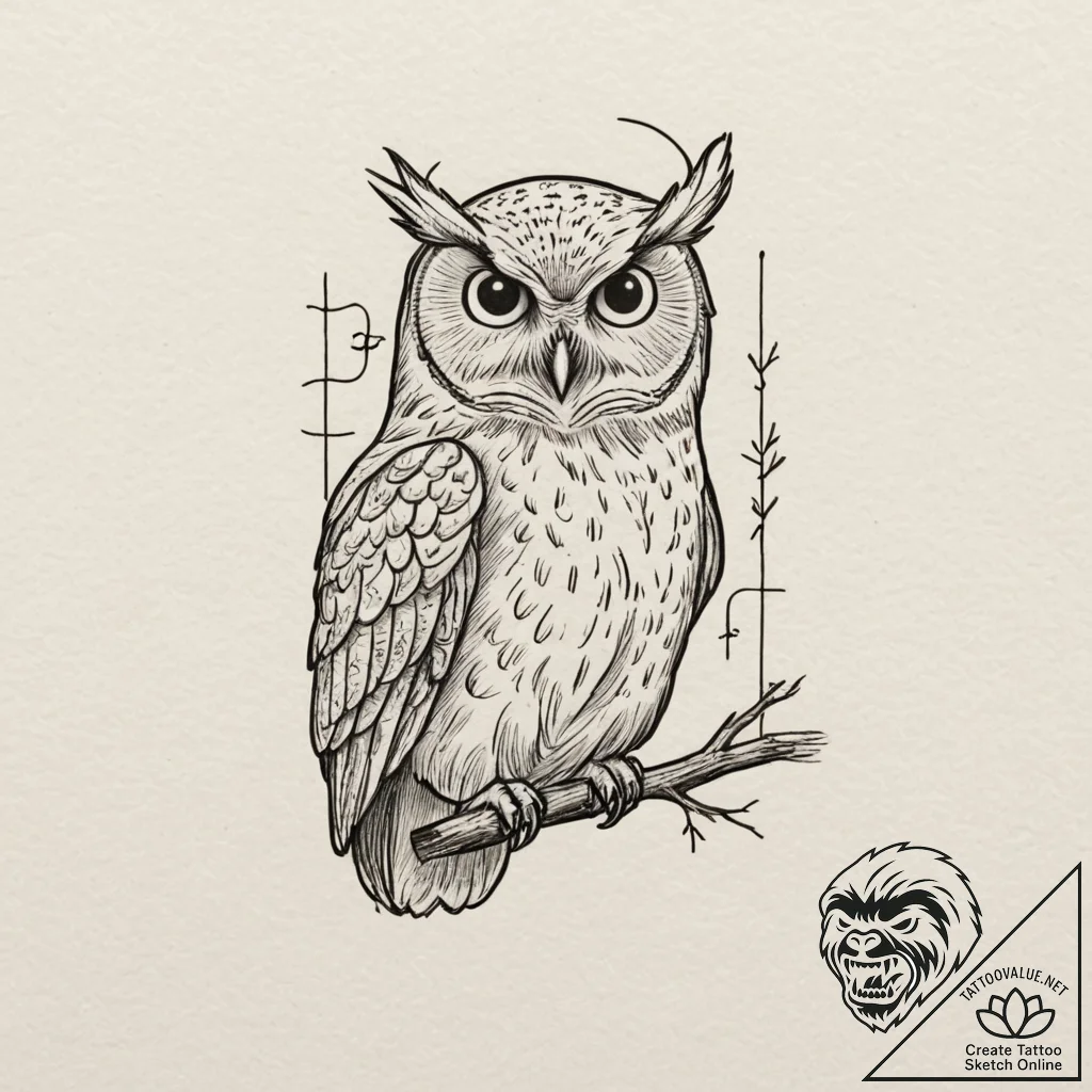 A linework tattoo of the phrase "the owls are... - tattoo sketch (№1751359482_0, 01.07.2025 08:44) — tattoovalue.net