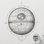 A linework design of the death star plans, li… – tattoo sketch (№1751359558_0, 01.07.2025 08:45) — tattoovalue.net