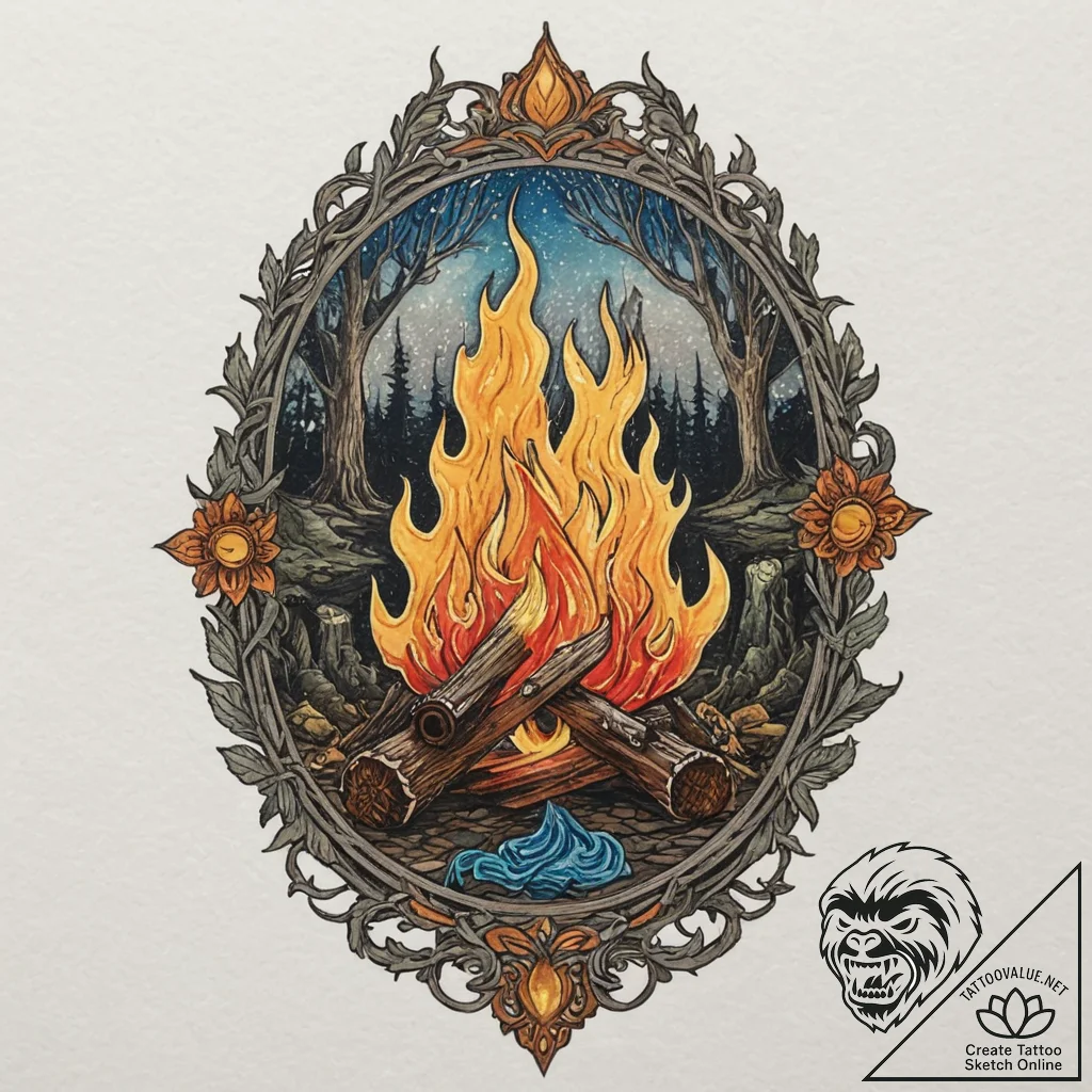 A "bonfire" from dark souls, tattoo sketch de... - tattoo sketch (№1751359633_0, 01.07.2025 08:47) — tattoovalue.net
