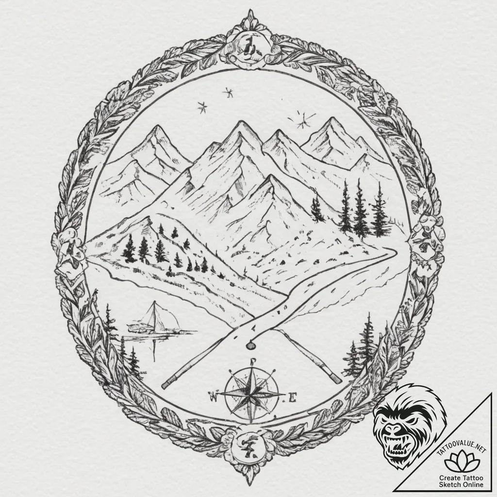 A minimalist tattoo of the path of the fellow... - tattoo sketch (№1751359783_0, 01.07.2025 08:49) — tattoovalue.net