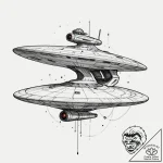 A linework tattoo of the starship enterprise,… – tattoo sketch (№1751360310_0, 01.07.2025 08:58) — tattoovalue.net