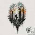 A human silhouette filled with a forest, ink… – tattoo sketch (№1751361292_0, 01.07.2025 09:14) — tattoovalue.net