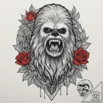 28. sketch of chewbacca letting out a mighty… – tattoo sketch (№1751361367_0, 01.07.2025 09:16) — tattoovalue.net
