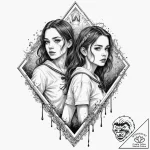 A trash polka portrait of the grady twins, wi… – tattoo sketch (№1751361746_0, 01.07.2025 09:22) — tattoovalue.net
