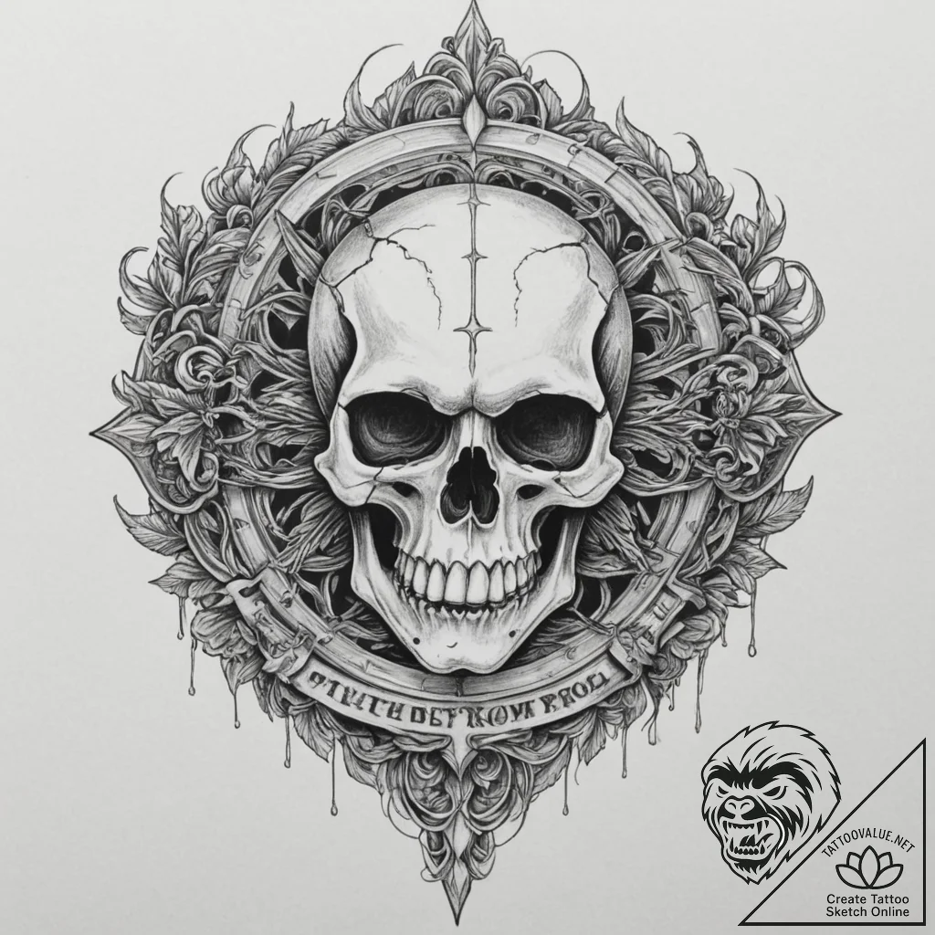 A neo-traditional tattoo of the skull on stun... - tattoo sketch (№1751362122_0, 01.07.2025 09:28) — tattoovalue.net