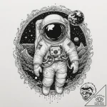 Astronaut floating in the ocean, artistic tat… – tattoo sketch (№1751362202_0, 01.07.2025 09:30) — tattoovalue.net