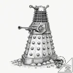 A sketch of a dalek, with the “exterminate!”… – tattoo sketch (№1751362277_0, 01.07.2025 09:31) — tattoovalue.net