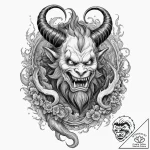 A trash polka tattoo of krampus, the christma… – tattoo sketch (№1751362579_0, 01.07.2025 09:36) — tattoovalue.net