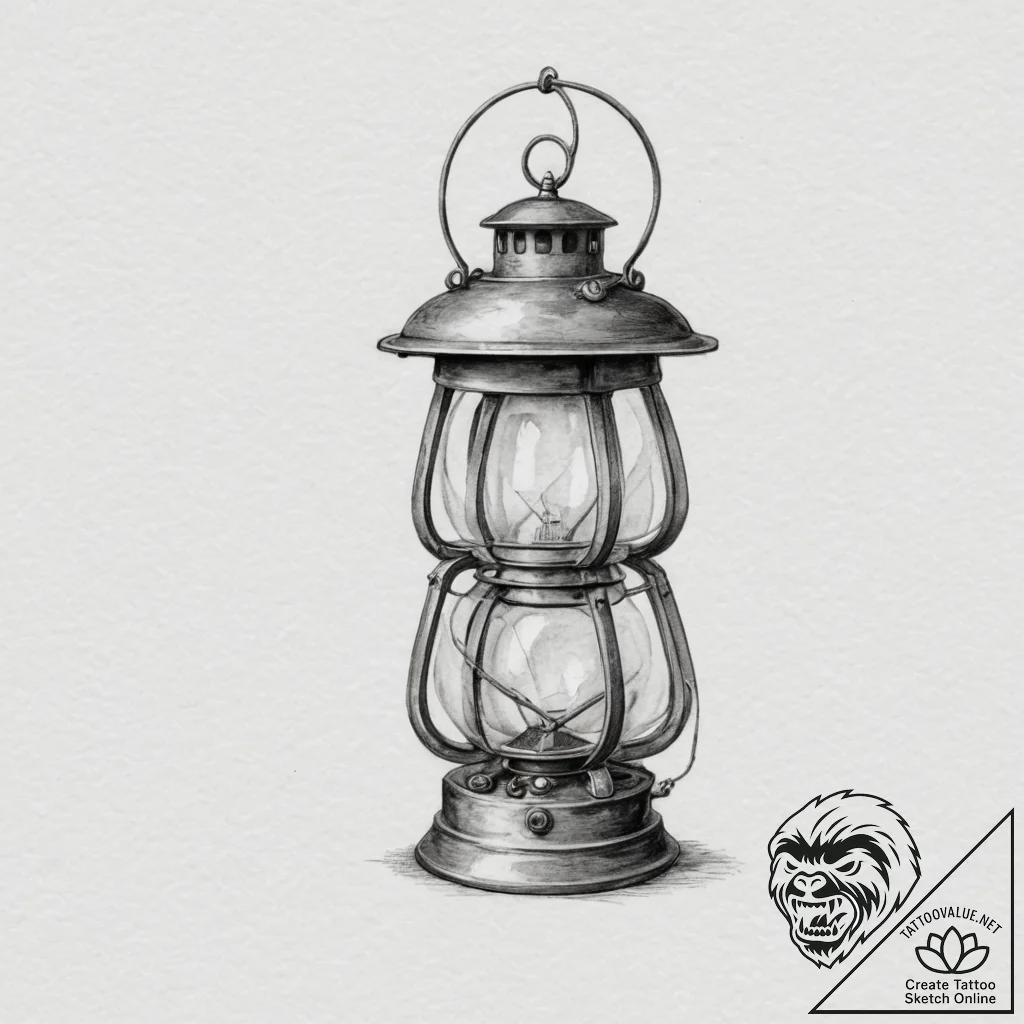 Lantern, ink illustration for tattoo, minimal... - tattoo sketch (№1751362654_0, 01.07.2025 09:37) — tattoovalue.net