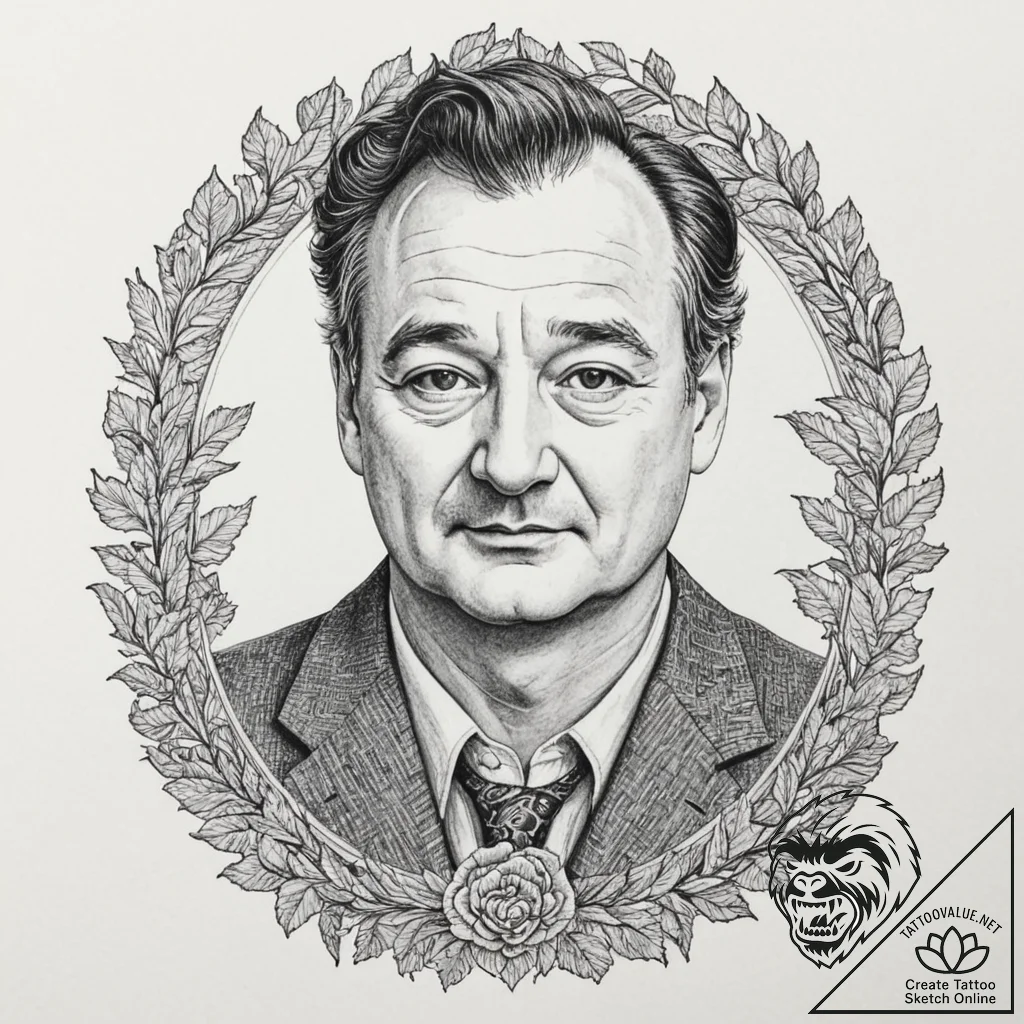 A neo-traditional portrait of bill murray fro... - tattoo sketch (№1751363030_0, 01.07.2025 09:43) — tattoovalue.net