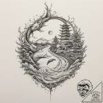 Dystopian city skyline with flying vehicles,… – tattoo sketch (№1751363105_0, 01.07.2025 09:45) — tattoovalue.net
