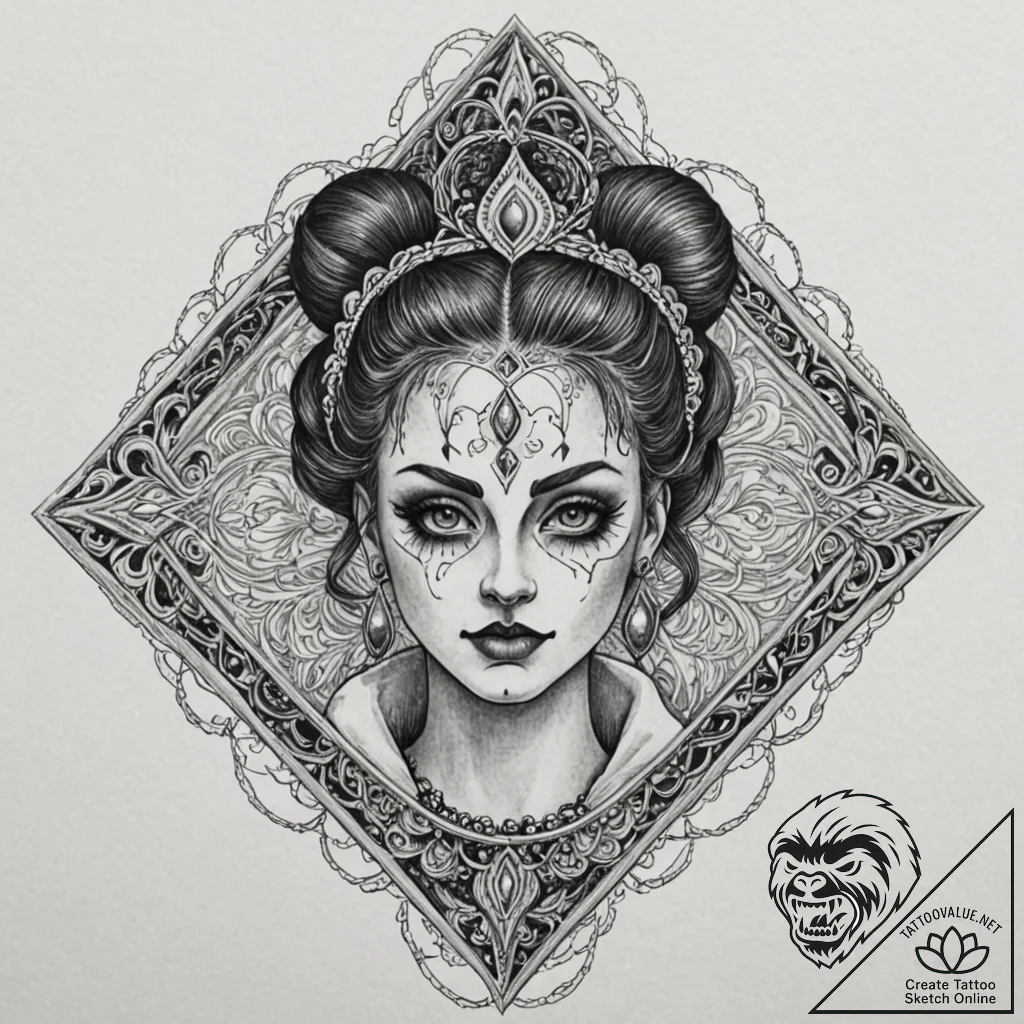 Harlequin, tattoo line art, sketch tattoo sty... - tattoo sketch (№1751364089_0, 01.07.2025 10:01) — tattoovalue.net