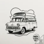 A linework tattoo of the bluesmobile,, tattoo… – tattoo sketch (№1751364637_0, 01.07.2025 10:10) — tattoovalue.net