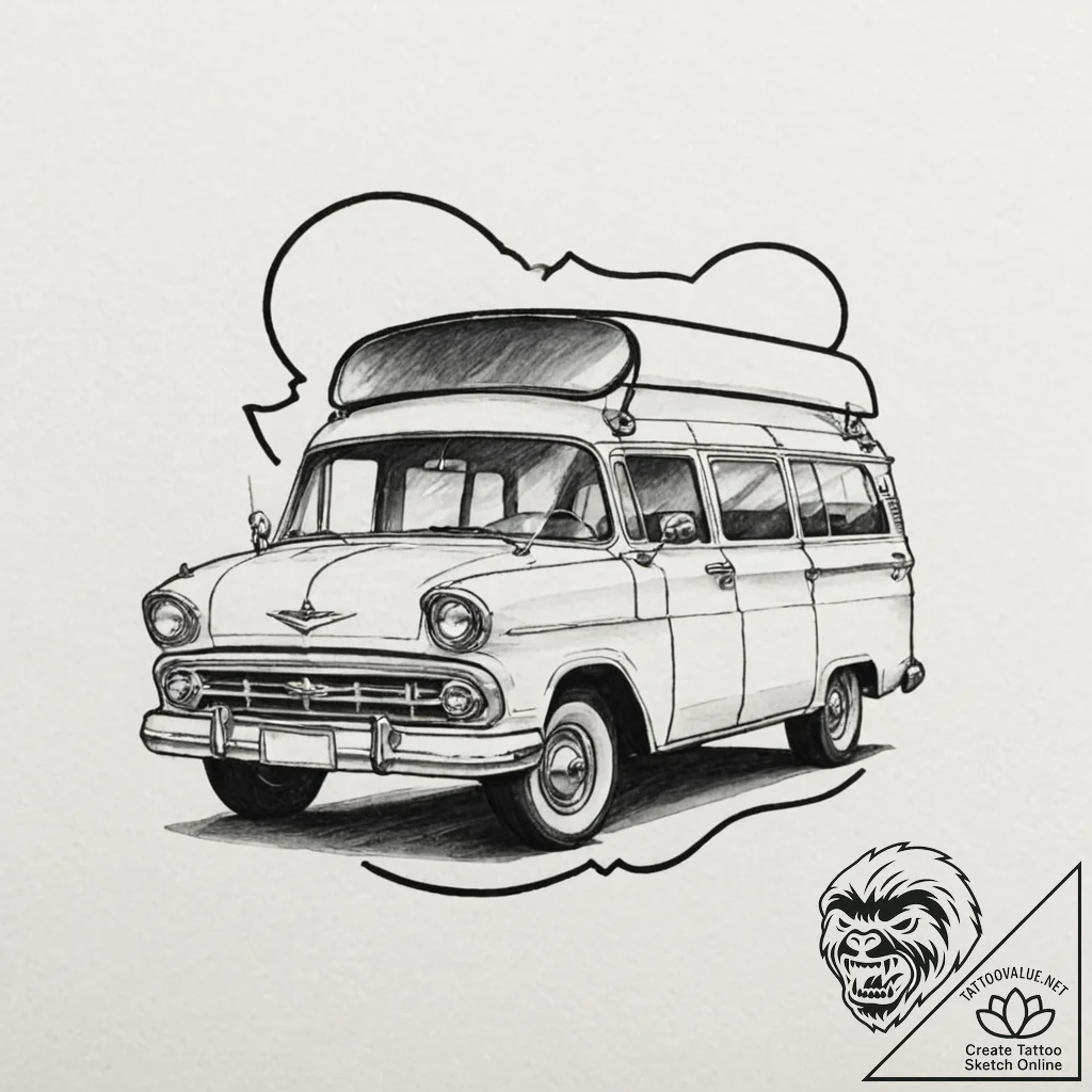 A linework tattoo of the bluesmobile,, tattoo... - tattoo sketch (№1751364637_0, 01.07.2025 10:10) — tattoovalue.net