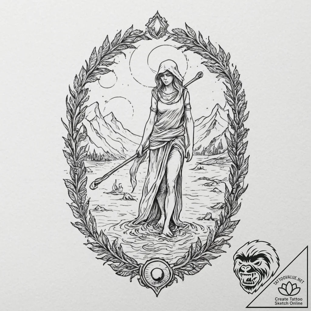 Charon on the river styx, concept art for tat... - tattoo sketch (№1751364950_0, 01.07.2025 10:15) — tattoovalue.net