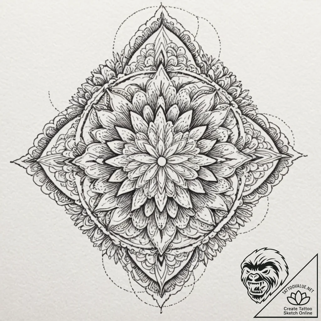 Engraving, ink illustration for tattoo, dotwo... - tattoo sketch (№1751365895_0, 01.07.2025 10:31) — tattoovalue.net