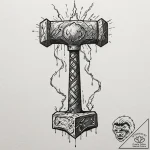 A sketch of thor’s hammer, mjolnir, with ligh… – tattoo sketch (№1751366052_0, 01.07.2025 10:34) — tattoovalue.net