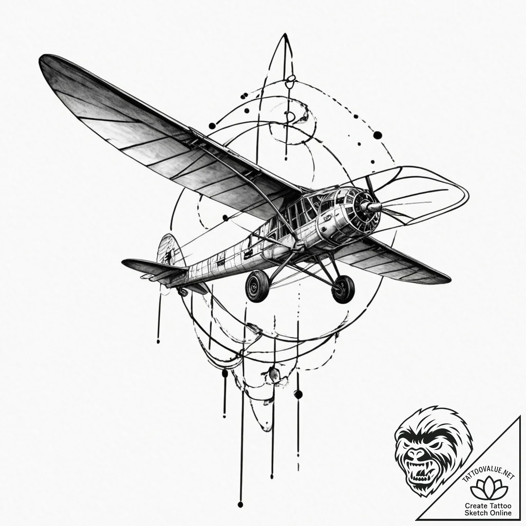 A linework tattoo of an ornithopter, detailed... - tattoo sketch (№1751366208_0, 01.07.2025 10:36) — tattoovalue.net