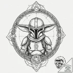 Linework tattoo design of the mandalorian (di… – tattoo sketch (№1751366991_0, 01.07.2025 10:49) — tattoovalue.net