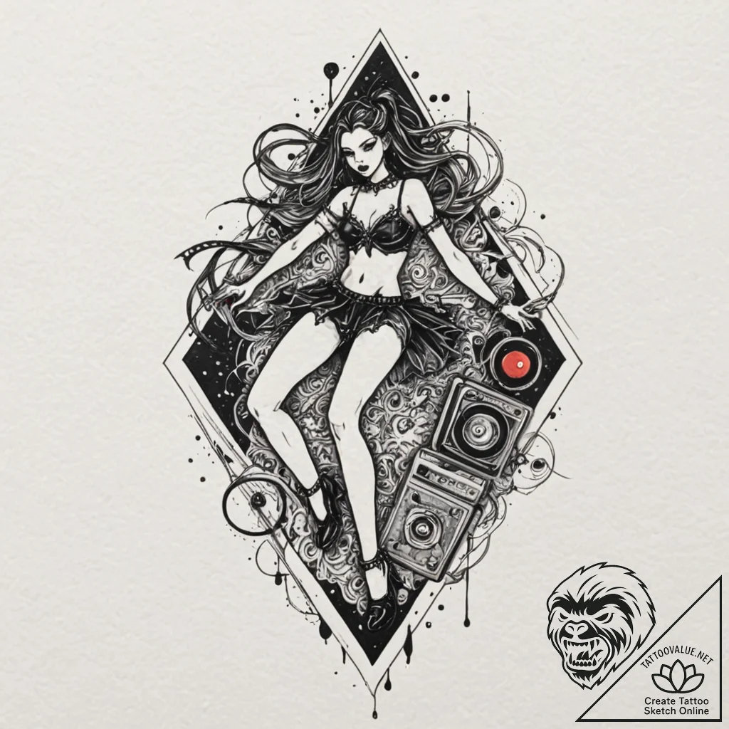 A watercolor tattoo of the iconic "goth dance... - tattoo sketch (№1751367620_0, 01.07.2025 11:00) — tattoovalue.net
