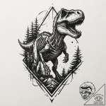 A minimalist linework tattoo of the t-rex ske… – tattoo sketch (№1751367698_0, 01.07.2025 11:01) — tattoovalue.net