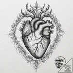 Anatomical heart with roots growing into the… – tattoo sketch (№1751367777_0, 01.07.2025 11:02) — tattoovalue.net