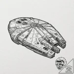 23. linework tattoo of the millennium falcon… – tattoo sketch (№1751368407_0, 01.07.2025 11:13) — tattoovalue.net