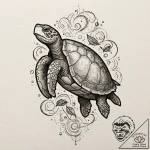 A neo-traditional tattoo of the turtle maturi… – tattoo sketch (№1751368566_0, 01.07.2025 11:16) — tattoovalue.net