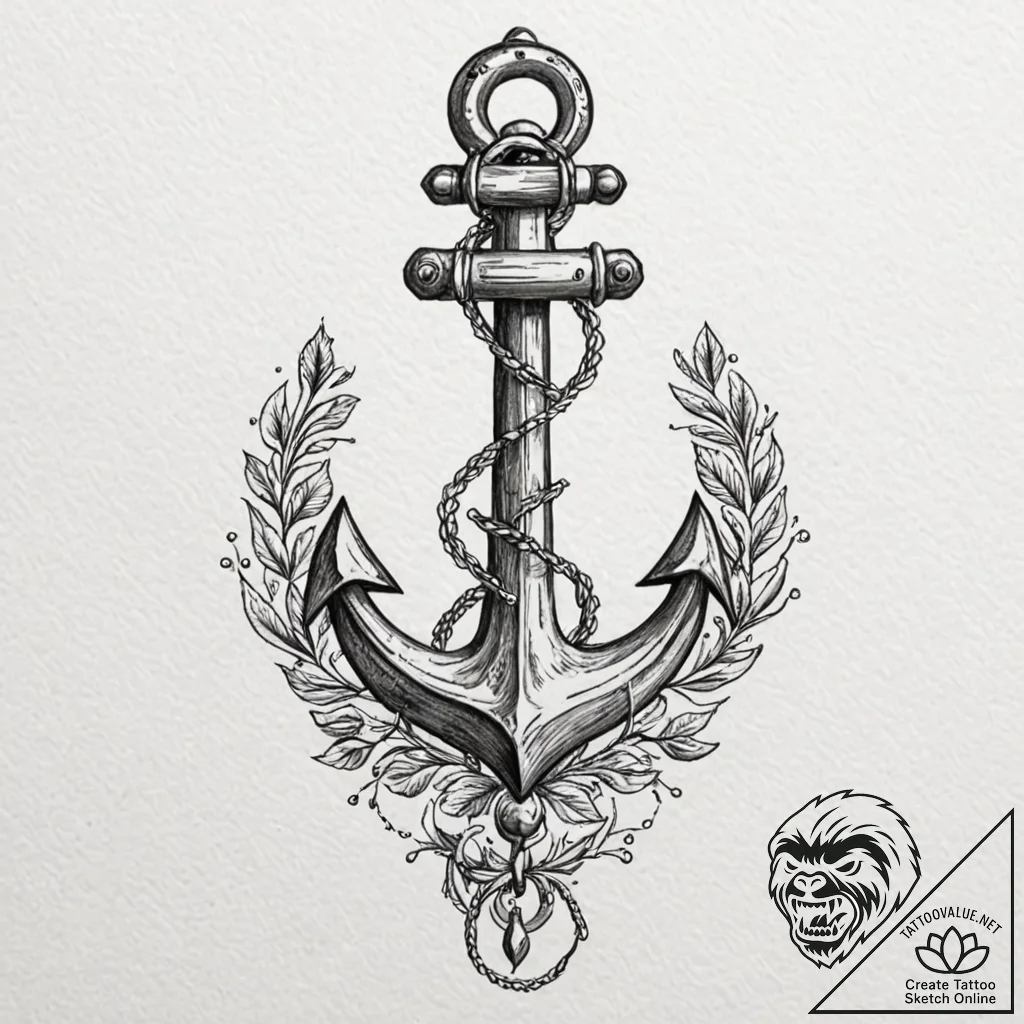Anchor, concept art for tattoo, soft whip sha... - tattoo sketch (№1751368959_0, 01.07.2025 11:22) — tattoovalue.net