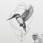 A kingfisher diving for a fish, concept art f… – tattoo sketch (№1751369510_0, 01.07.2025 11:31) — tattoovalue.net
