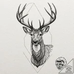 Deer, concept art for tattoo, professional ar… – tattoo sketch (№1751369823_0, 01.07.2025 11:37) — tattoovalue.net