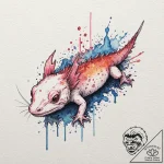 Axolotl, tattoo flash sheet design, on white… – tattoo sketch (№1751370373_0, 01.07.2025 11:46) — tattoovalue.net