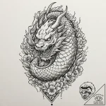 Samurai fighting an oni, tattoo flash sheet d… – tattoo sketch (№1751370687_0, 01.07.2025 11:51) — tattoovalue.net