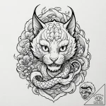 115. neo-traditional tattoo of jonesy the cat… – tattoo sketch (№1751372021_0, 01.07.2025 12:13) — tattoovalue.net