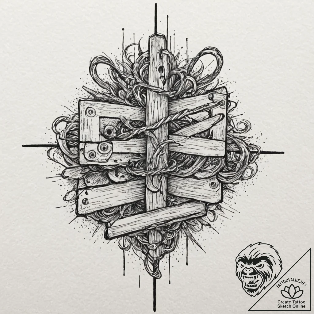 A linework tattoo of the cursed videotape, wi... - tattoo sketch (№1751372262_0, 01.07.2025 12:17) — tattoovalue.net