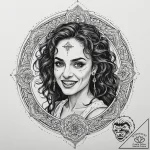 A trash polka design of bellatrix lestrange,… – tattoo sketch (№1751372340_0, 01.07.2025 12:19) — tattoovalue.net