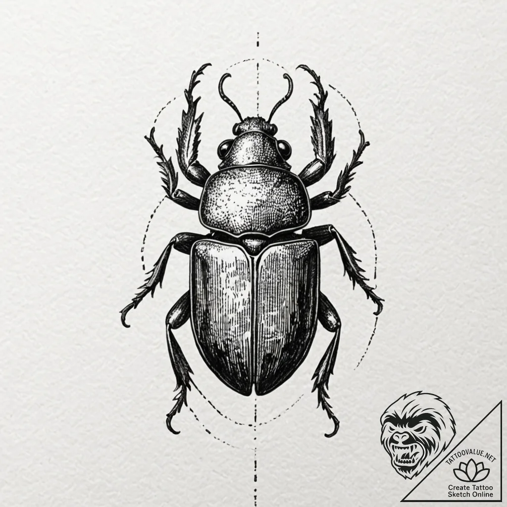 Beetle, concept art for tattoo, masterpiece,... - tattoo sketch (№1751372419_0, 01.07.2025 12:20) — tattoovalue.net